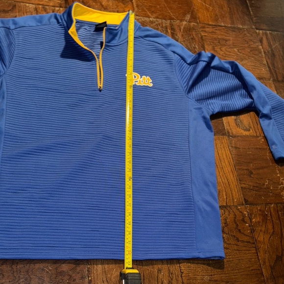 Colosseum PITT Blue and Yellow Zip Up Sweater with Textured Pattern - Picture 8 of 9